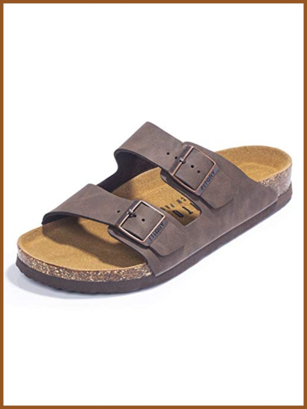 Mens Slide Sandals Arch Support Adjustable Buckles Cork Footbed Slip-On